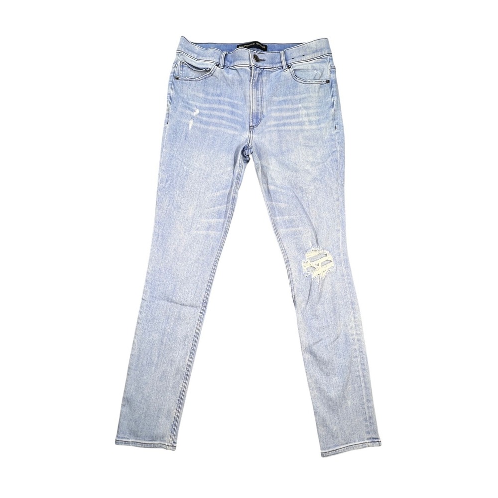 Express Light Wash Distressed High Rise Legging Jeans Womens 12R